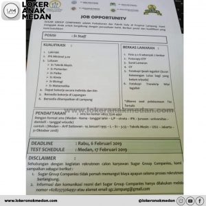 Lowongan Kerja Sugar Group Companies 2019 Loker Medan S1 Staff